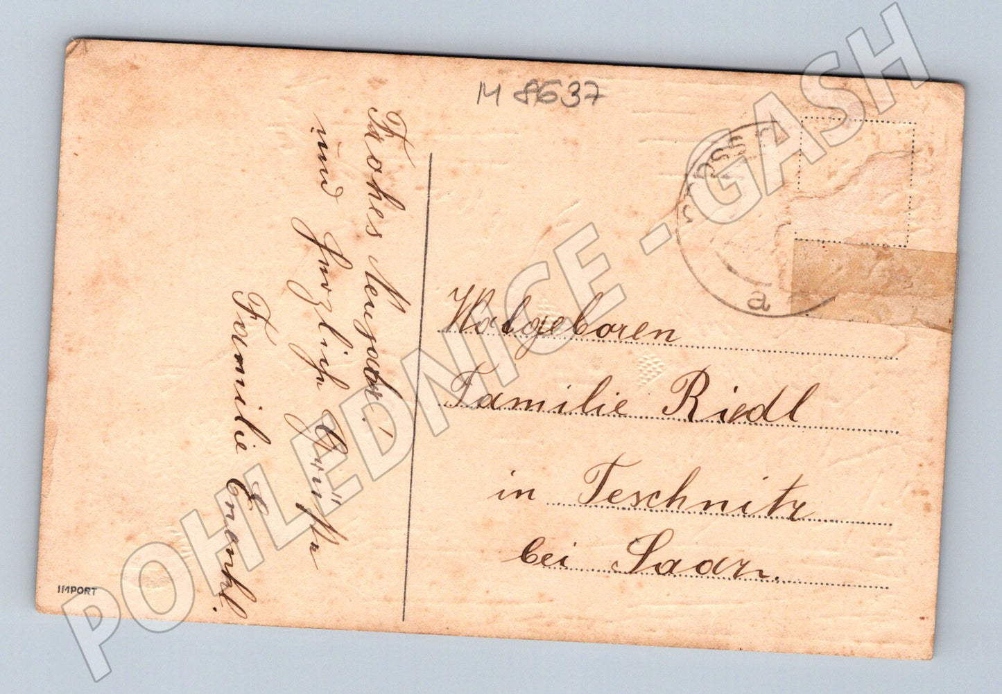 Pohlednice Vánoce zasněžená krajina zlacená (M8637)