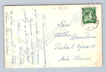 Pohlednice Vánoce betlém andělé malý formát ČSR (M8640)