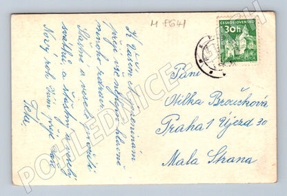 Pohlednice Vánoce andělé ručně psaná Malá Strana (M8641)