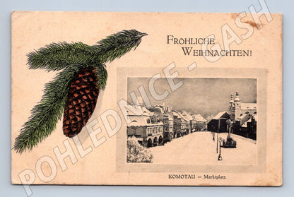 Pohlednice Vánoce Komotau RU 1908 malý formát (M8642)