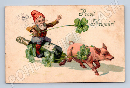 Pohlednice Nový rok prasátko šotek RU prošlá (M8646)