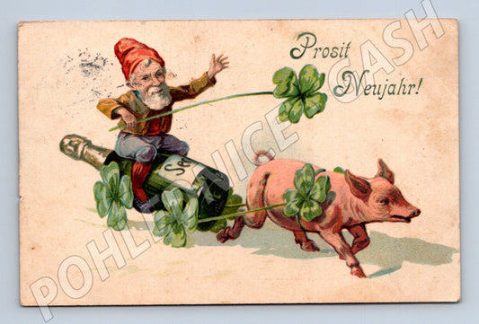 Pohlednice Nový rok prasátko šotek RU prošlá (M8646)