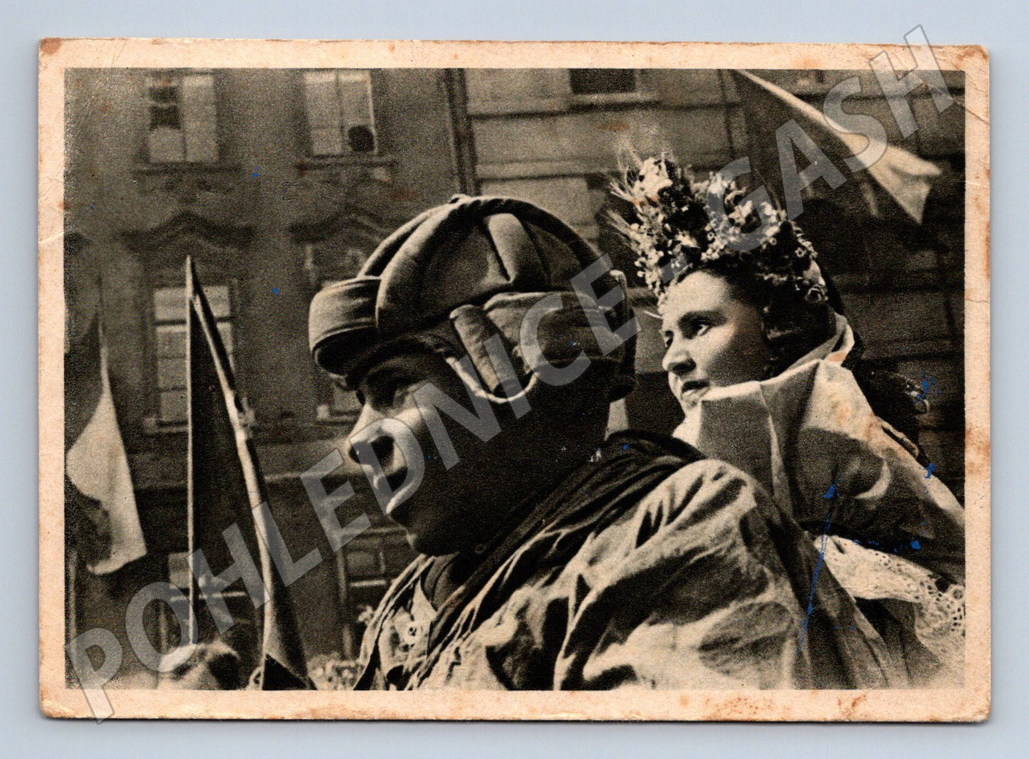 Postcard Two from one tank soldier costume mf (M8664)