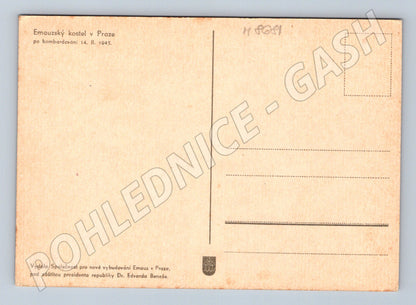 Pohlednice Emauzy po bombardování 1945 Praha (M8681)