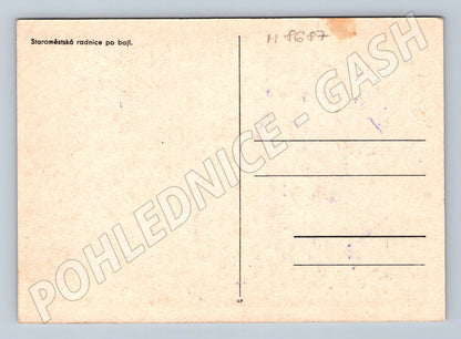 Pohlednice Staroměstská radnice po boji Praha (M8687)