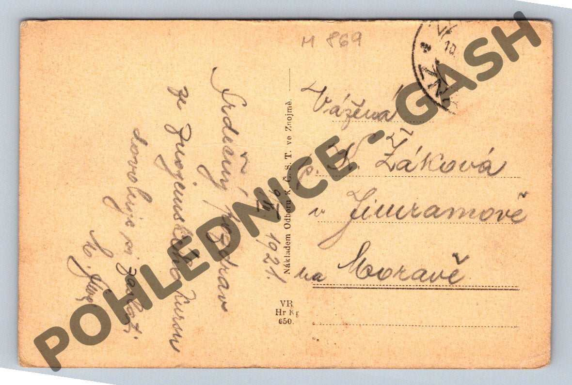 Pohlednice Znojmo Trausnický mlýn 1922 (M869)