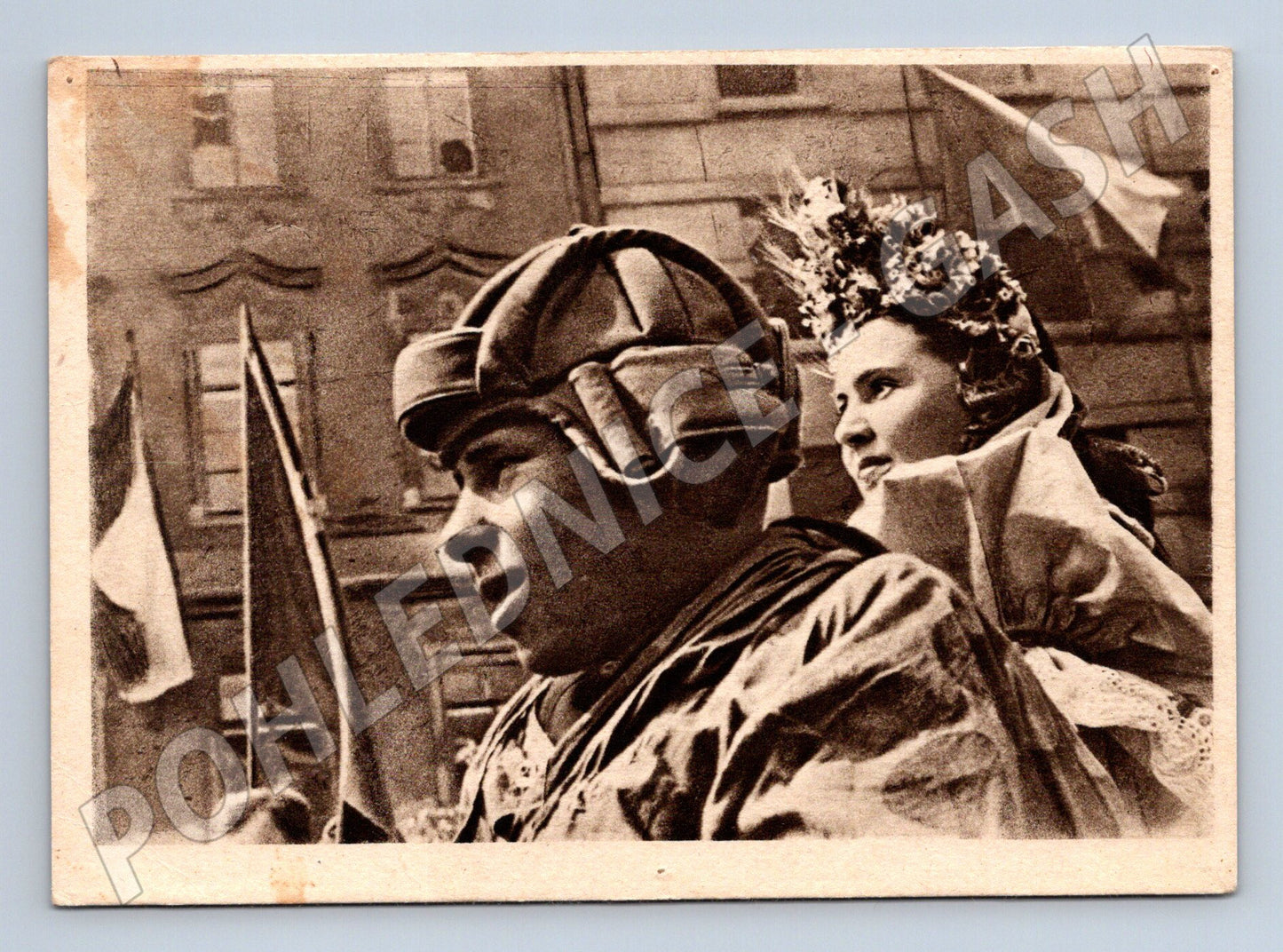 Postcard Two from one tank soldier girl USSR (M8703)