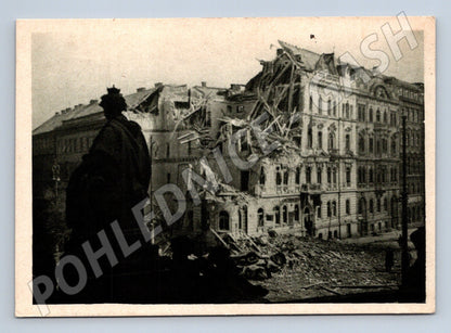 Pohlednice Letecký teror Václavák Praha WWII (M8713)