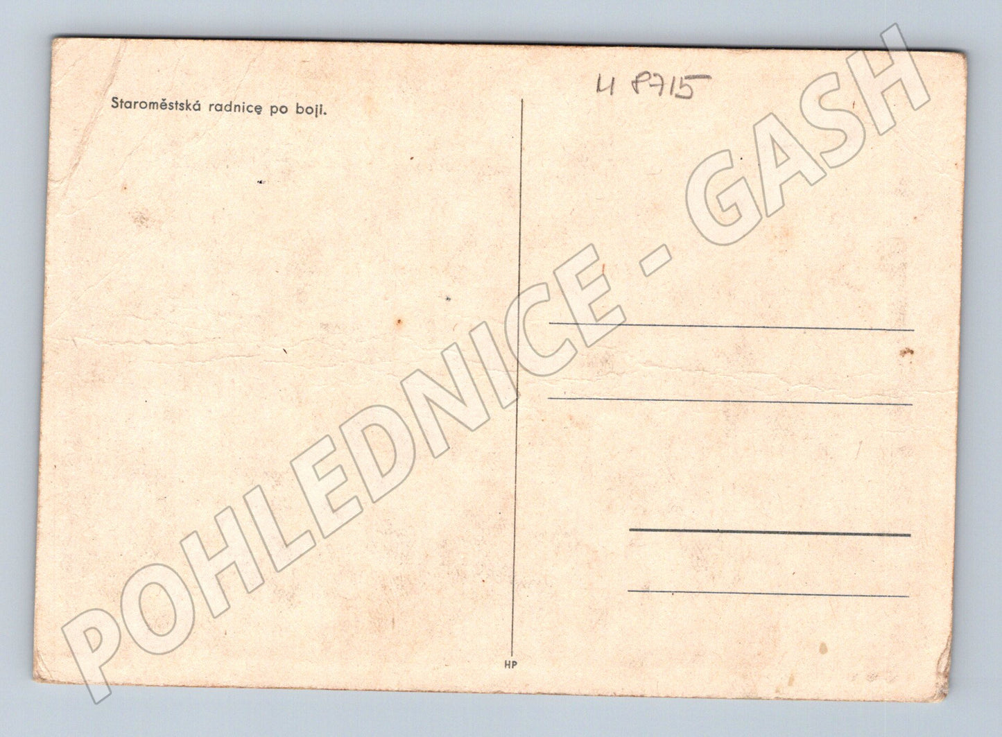 Pohlednice Staroměstská radnice po boji 1945 (M8715)