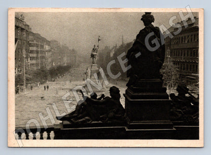 Pohlednice Václavák po bojích Praha 1945 (M8722)