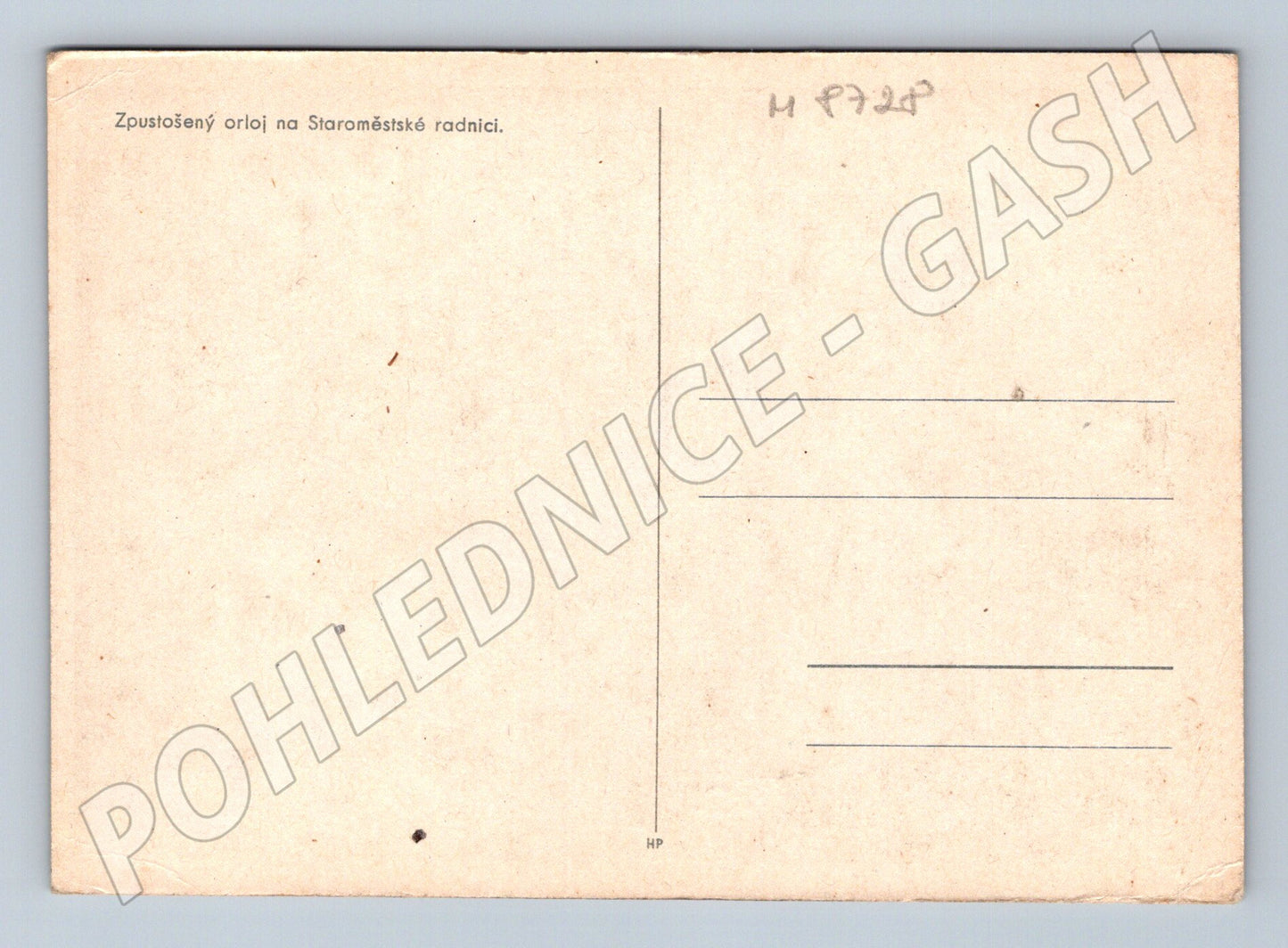 Pohlednice Zpustošený orloj Praha 1945 mf (M8728)