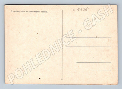 Pohlednice Zpustošený orloj Praha 1945 mf (M8728)