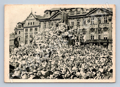 Pohlednice Husův pomník dav historická (M8732)