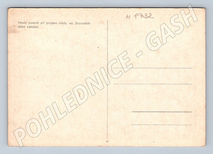 Pohlednice Husův pomník dav historická (M8732)