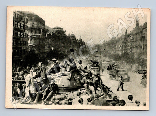 Pohlednice Osvobozené Václavské náměstí 1945 (M8738)