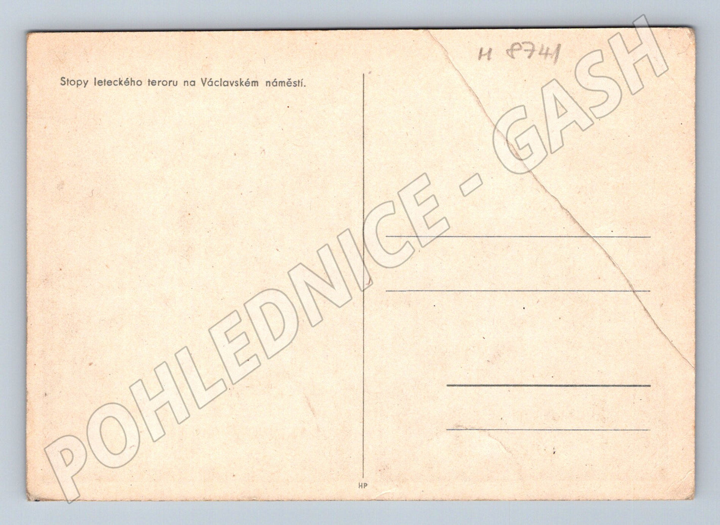 Postcard Wenceslas Square air terror Prague WWII (M8741)