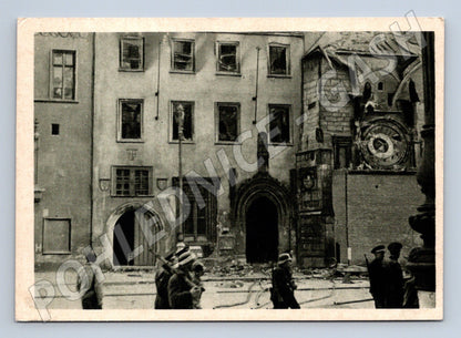 Postcard Destroyed Astronomical Clock Prague WWII (M8757)