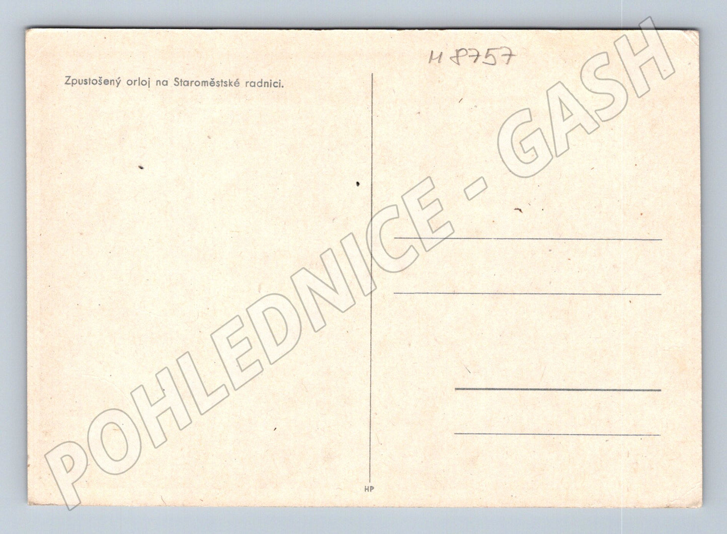 Postcard Destroyed Astronomical Clock Prague WWII (M8757)