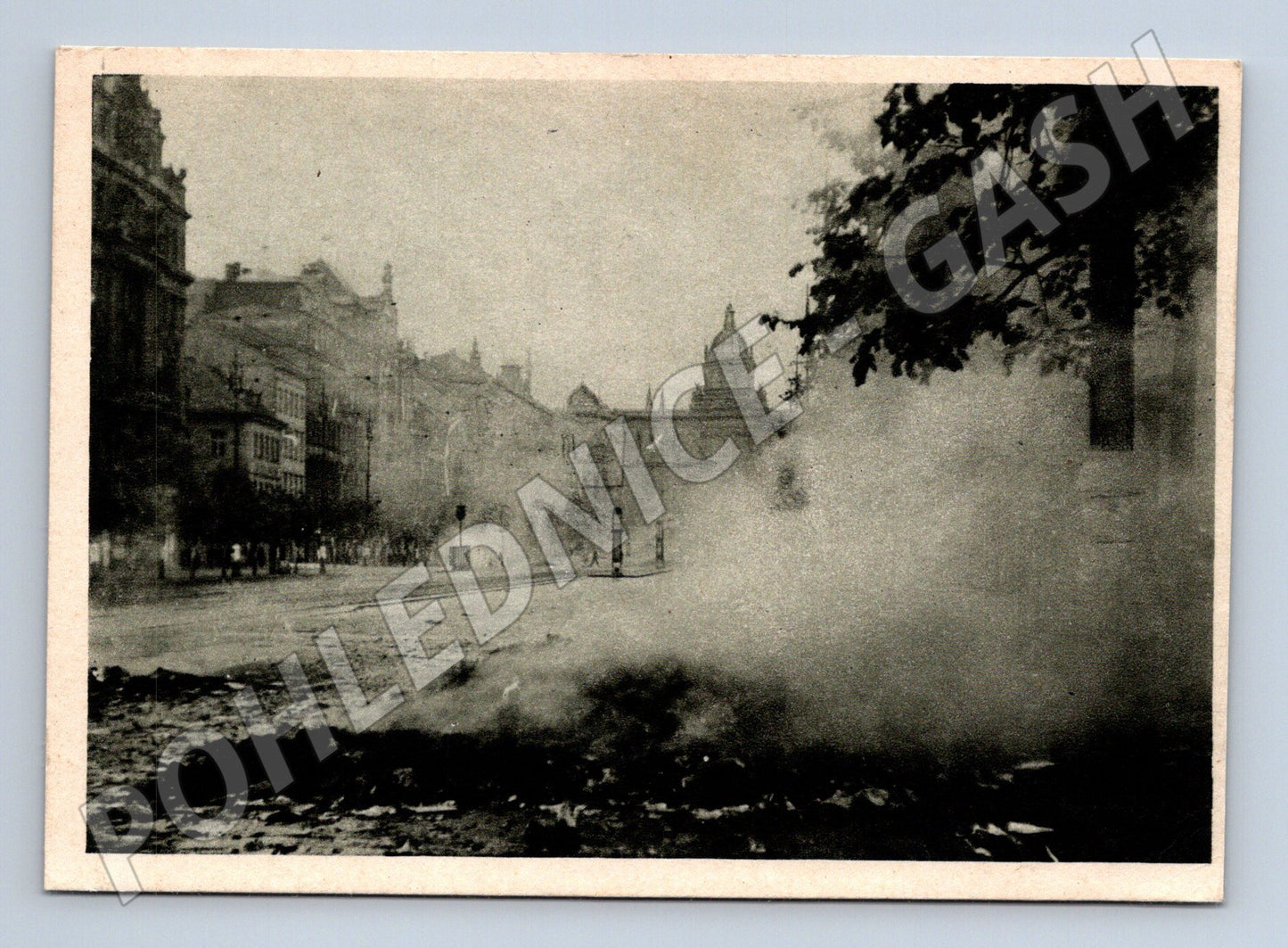 Postcard Burning of Hitlers Wenceslas Square Prague (M8770)