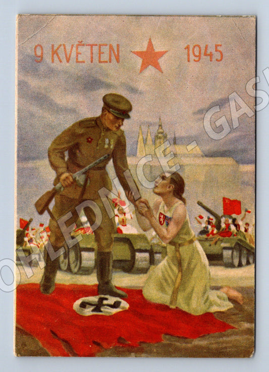 Pohlednice 9. květen 1945 Praha Den vítězství mf (M8795)