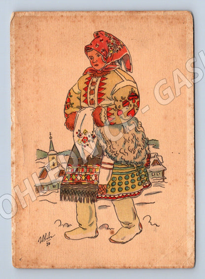 Postcard Czech costume Ján Hála 1953 ethnography (M8815)