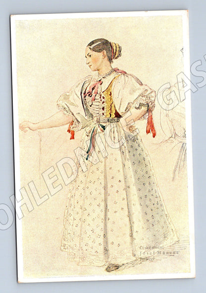 Postcard girl in traditional costume Josef Mánes (M8831)