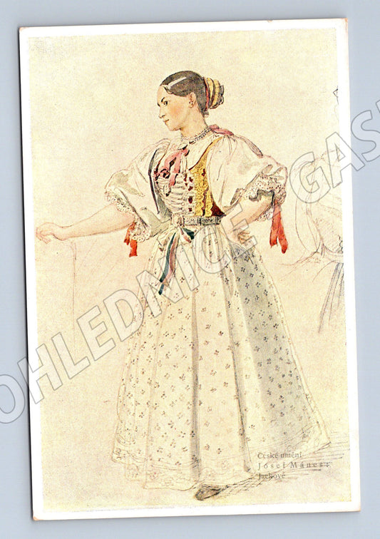 Postcard girl in traditional costume Josef Mánes (M8831)