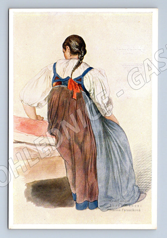 Postcard girl in traditional costume Hencl's printer (M8833)