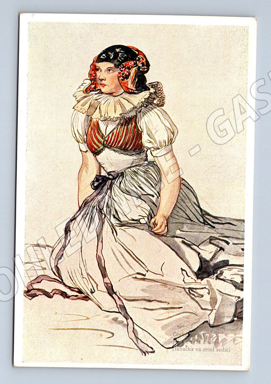 Postcard girl in traditional costume Hencl's printer (M8835)