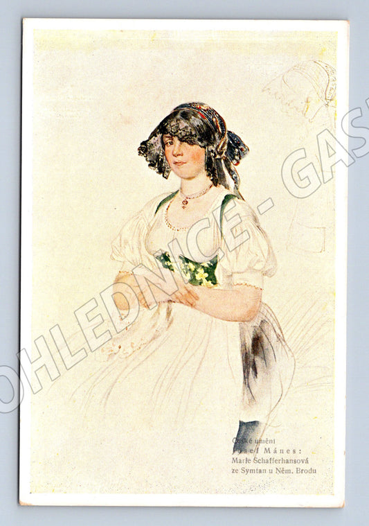 Postcard girl in folk costume clean (M8841)