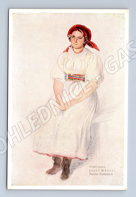 Postcard Josef Mánes Mother Hrušková (M8843)