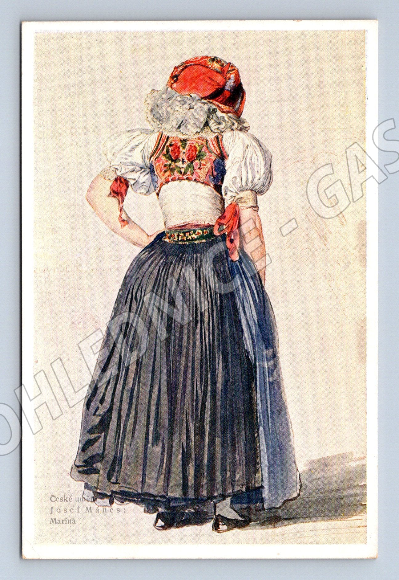 Postcard Czech costume according to Josef Mánes (M8845)