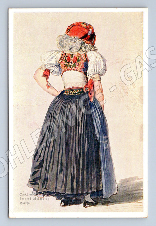 Postcard Czech costume according to Josef Mánes (M8845)