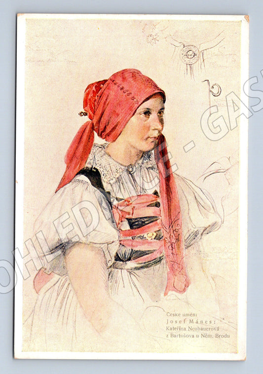 Postcard Josef Mánes Katinka in traditional costume (M8846)