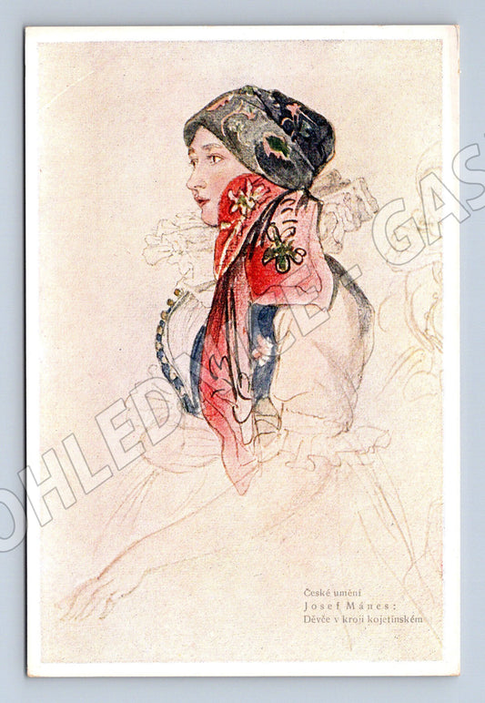 Postcard girl in Cologne costume Mánes (M8848)