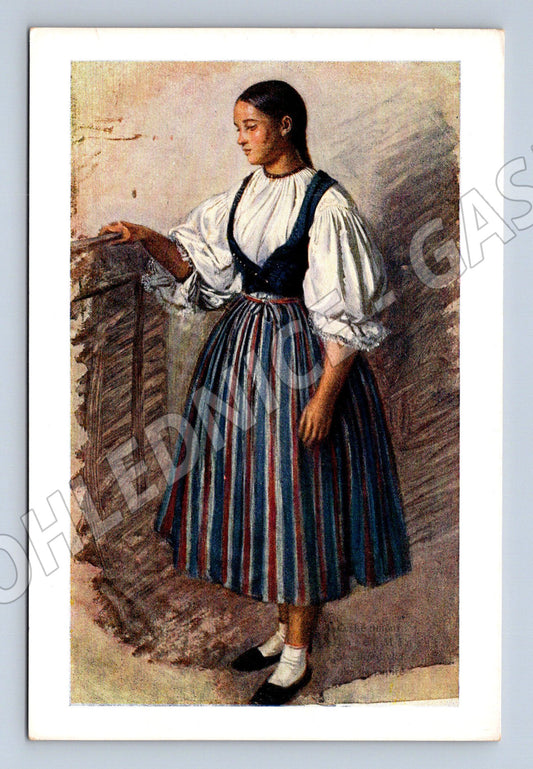 Postcard traditional costume ethnography Hencl (M8850)