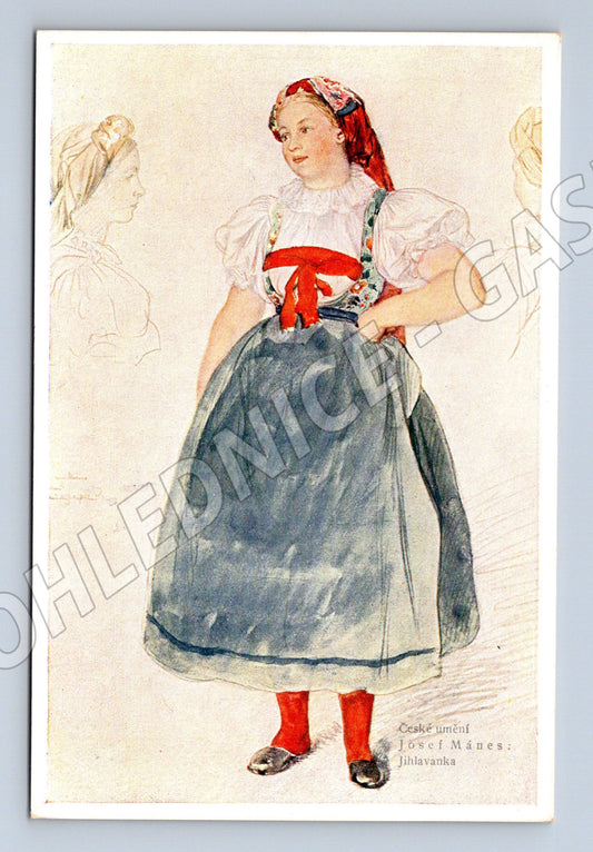 Postcard girl in Jihlava folk costume Hencl (M8854)