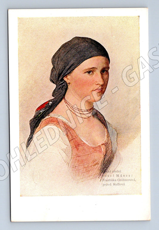 Postcard girl in traditional costume Josef Mánes Hencl (M8861)