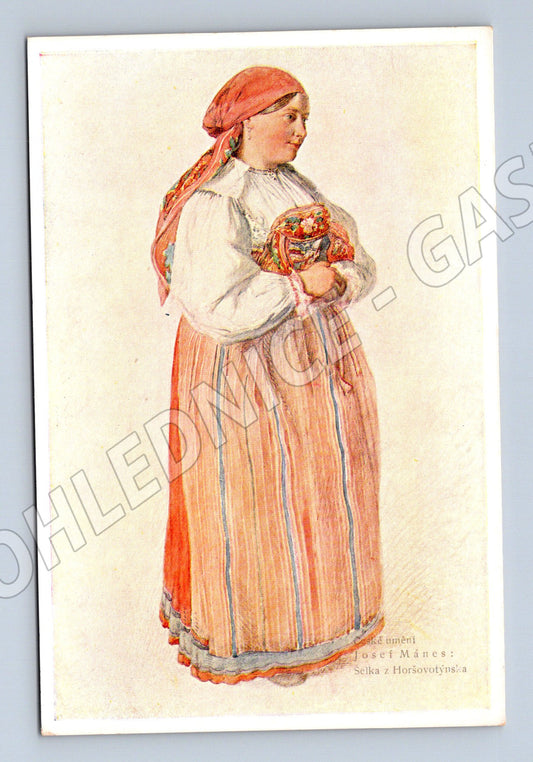 Postcard girl in Selce folk costume according to Mánes (M8862)