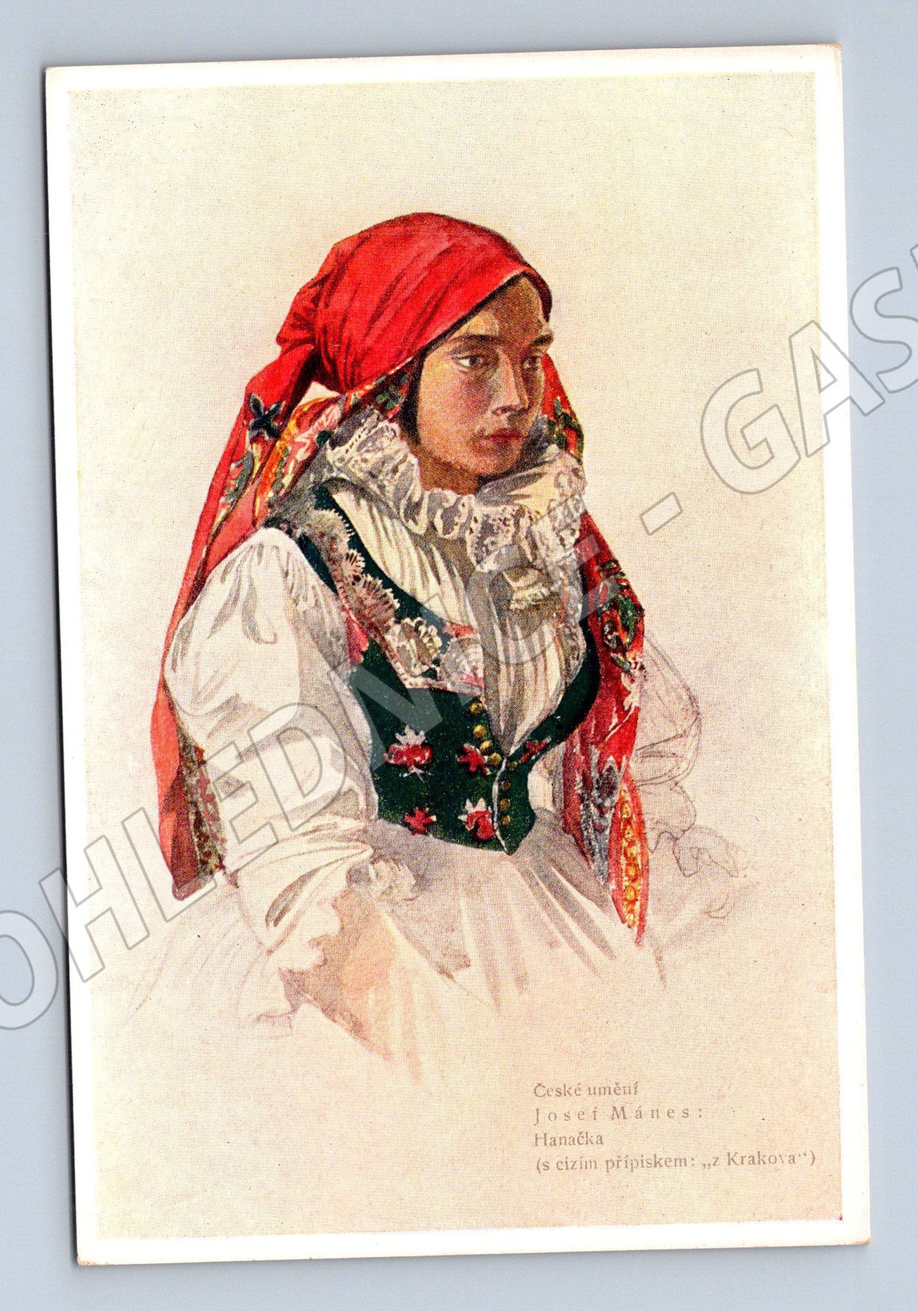 Pohlednice český kroj dle Mánesa Krkonoše (M8864)