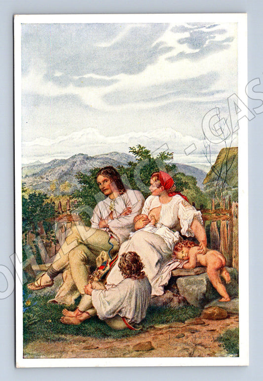 Postcard rural children Hencl Prague XII (M8867)