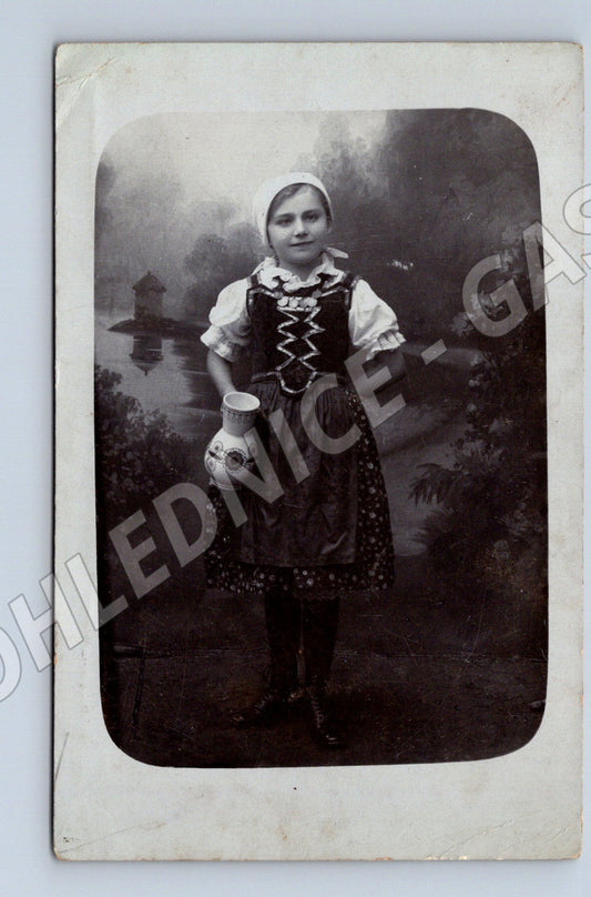 Postcard girl in folk costume ethno (M8873)