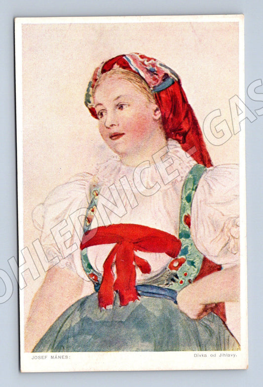 Postcard Girl from Jinava by J Mánes (M8880)