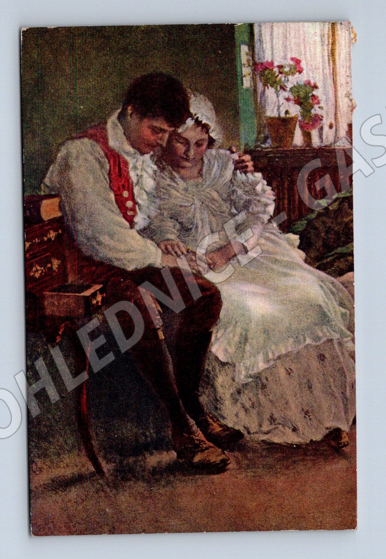 Postcard of a couple in traditional costumes 1913 to Vienna (M8893)