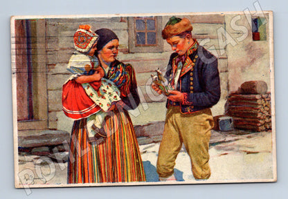 Pohlednice český lidový kroj 1957 prošlá (M8894)