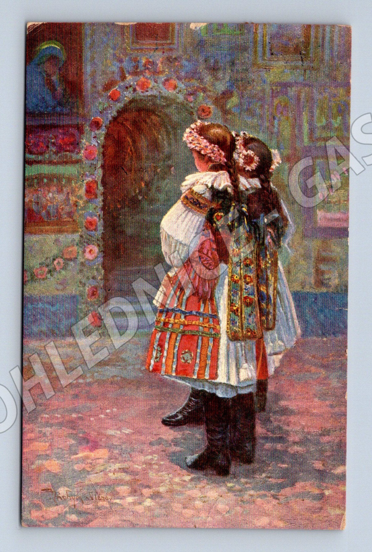 Pohlednice lidové kroje J Jáchym cca 1918 (M8896)