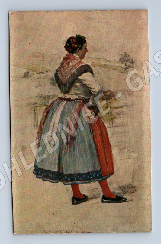 Postcard Pilsen bride in traditional costume by prof. A. Němejc (M8899)