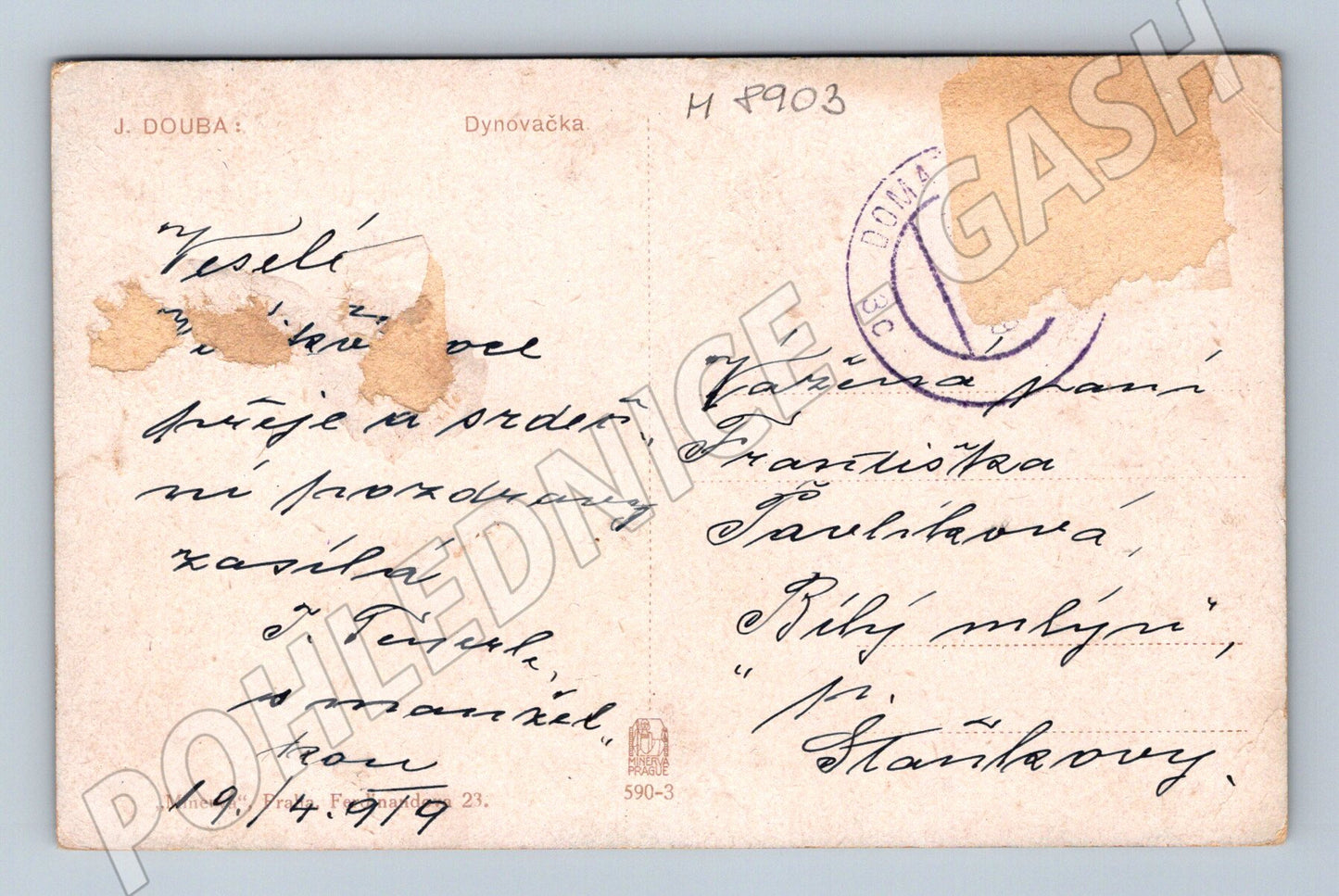 Postcard Dynovačka folk costumes J Douba 1919 ethnography (M8903)