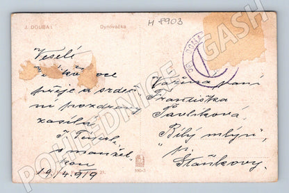 Postcard Dynovačka folk costumes J Douba 1919 ethnography (M8903)