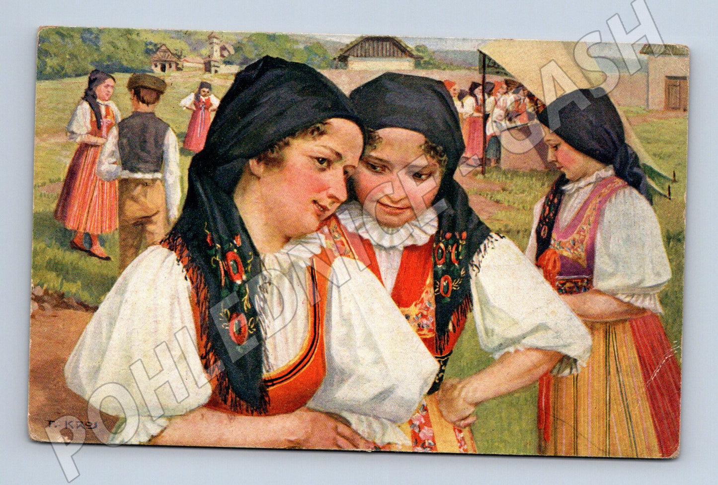 Postcard Czechoslovak national costumes ethnography (M8904)
